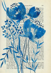 Blå akvarellblommor av Annick