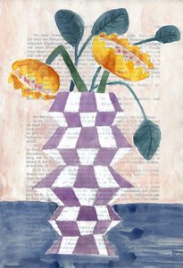 Vase med gyllene blommor