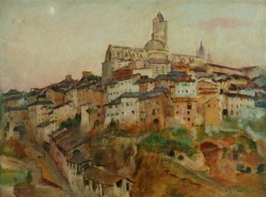 Staden Siena (olja på duk)