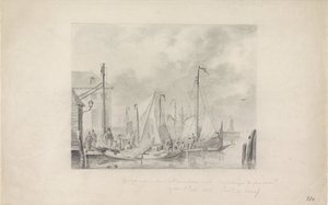 Ankomst till Amsterdam av flyktingar före översvämningen, 1825 av Anonymous