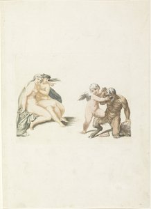 Amor straffar en satyr av Anonymous