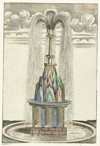 Bassin met berg i rond bassin Architectura Curiosa Nova (serietitel) av Anonymous