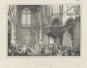 Svära in av H.M. kung Willem III. i Nieuwe Kerk i Amsterdam 12 maj 1849 (titel på objekt) av Anonymous