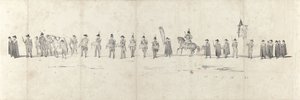Begravning av den avlidne kung Willem II i Delft den 4 april 1849 (sida 3) Fem sammanhängande ark av Vilhelm II:s begravningståg 1849 (serietitel) av Anonymous