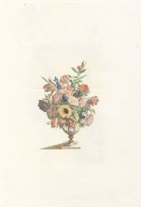 Blomvas med solros och tulpaner av Anonymous