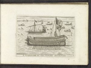 Bucintoro och andra fartyg i Venedig Il nobilissimo et gra vascelo Bucintoro (titel på objekt) av Anonymous