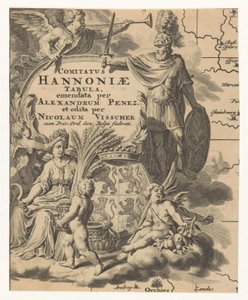 Ceres, putti en wapen Henegouwen Hannonia länskarta (titel på objekt) av Anonymous