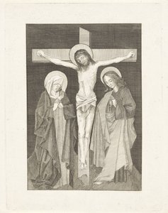 Kristus på korset, Maria och Johannes på båda sidor av Anonymous