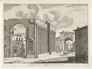 Kolonnaden i San Lorenzo och Rom Kolumner i Temple of S. Laurentii (titel på objekt) Tidningar av de italienska målningarna (serietitel) av Anonymous