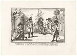De Hollandse Leeuw av Pruisen, 1787 Skillnaden mellan sekulär och gudomlig rättvisa: eller, den förlöjligade falsk-patriotiska suveräniteten (...) (titel på objekt) av Anonymous