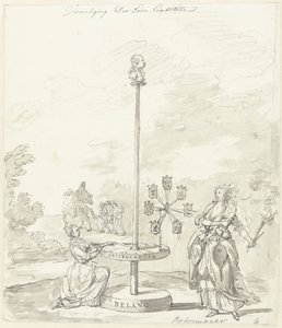 The Destruction of the Old Constitution, dekoration på smörmarknaden, 1795 Förstörelse av den gamla konstitutionen/smörmarknaden (titel på objektet) av Anonymous
