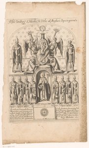 Sankt Nikolaus omgiven av påvar (titel på objekt) av Anonymous