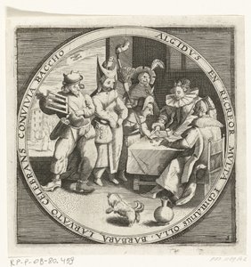 På månaden februari, Vastenavond, ca. 1600 De tolv månaderna av året bild i scener från folklivet (serietitel) Schema för 12 månaderna med deras verksamhet och deras tillämpning på zodiakens tecken, uppdelade i fyra delar av året (serietitel på objekt) av Anonymous