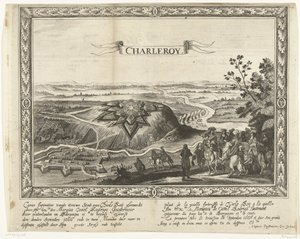 Den nya fästningen Charleroi, 1666 Caerte figurativ av den nya staden av Charle Roij (...) (titel på objekt) Plant de la nouelle fortresse de Charle Roij (...) (titel på objektet) av Anonymous
