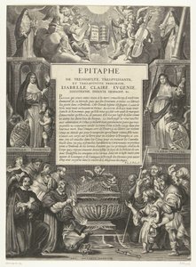 Epitaaf för Isabella Clara Eugenia, 1633 Epitafium över den Högste, den mäktigaste och den mesta Augustprinsessan, Isabella, Claire, Eugenie, av Österrike, Infanta av Spanien, etc. (titel på objekt) av Anonymous