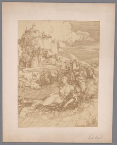 Fotoreproduktion av gravyren Abduction by the Sea Monster av Albrecht Dürer av Anonymous