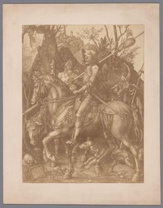 Fotoreproduktion av gravyren Knight, Death and Devil av Albrecht Dürer av Anonymous