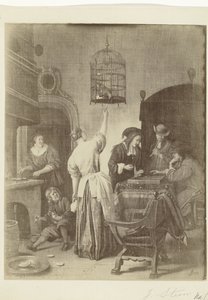 Fotoreproduktion av målningen Papegojburen av Jan Steen Musée d