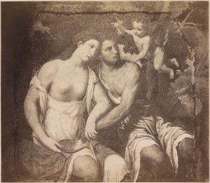 Fotoreproduktion av målningen Venus och Adonis efter Paris Bordone Paris Bordone. Venus och Adonis (titel på objekt) kaiserl. Konigl. Galleri i Wien (serietitel på objekt) av Anonymous