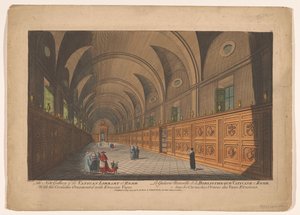 Galleri i Vatikanens bibliotek The New Gallery of the Vatican Library at Rome / La Galarie Nouvelle de la Bibliotheque Vaticane a Rome (titel på objektet) av Anonymous