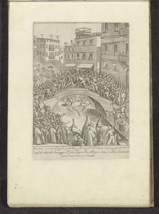 Gevecht om en ​​brug i Venedig Scènes uit het Venetiaanse leven (serietitel) Mäns och venetianska kvinnors vanor med processionen av Ser. ma Signoria och andra detaljer, d.v.s. triumfer, festivaler och offentliga ceremonier i den adliga staden Venedig (s) av Anonymous