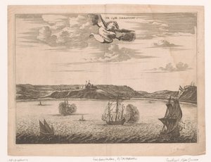 Utsikt över Fort Amsterdam i Ghana från vattnet The Castle Cormantine / Castle of Cormantin (titel på objektet) av Anonymous