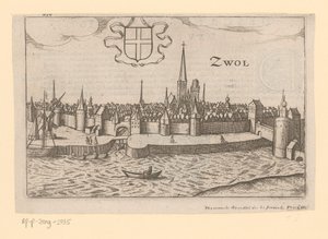 Utsikt över Zwolle från andra sidan Zwarte Water Zwol (titel på objekt) av Anonymous