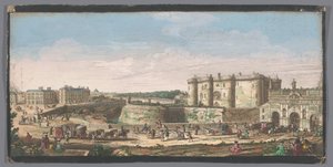Utsikt över Bastiljen och Porte Saint-Antoine i Paris Utsikt över Bastille de Paris, från Porte St. Antoine, et d