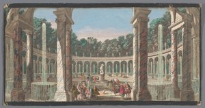 Utsikt över pelargången i Versailles trädgård La Colonnade (titel på objekt) av Anonymous