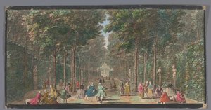 Gezicht op de Salle des Marronniers i de Tuin van Versailles The Hall of Chestnut Trees (titel på objekt) av Anonymous