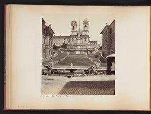 Utsikt över Spanska trappan, Piazza di Spagna och Trinità dei Monti i Rom, Italien Spanska Treppe. Rom (titel på objekt) av Anonymous