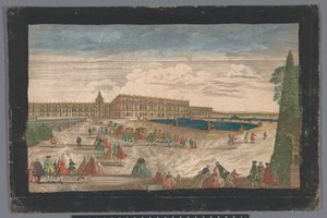 Utsikt över trädgården i Versailles och slottet i Versailles av Anonymous