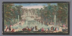 Utsikt över kaskaderna i trädgården på Château de Saint-Cloud Veue de la cascade de St. Cloud (titel på objekt) av Anonymous