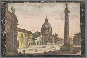 Utsikt över kyrkan Santa Maria di Loreto och Trajanus kolumn i Rom av Anonymous