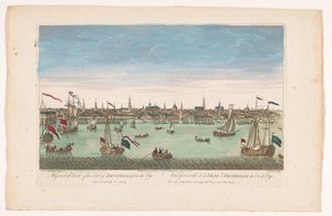 Utsikt över staden Amsterdam sett från IJ En allmän bild av staden Amsterdam från Tye (titel på objekt) av Anonymous