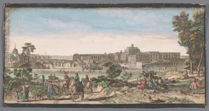 Utsikt över staden och slottet i Versailles Utsikt över slottet och en del av staden Versailles (titel på objektet) av Anonymous