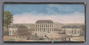Utsikt över framsidan av Chateau de Belle-Vue i Meudon Vüe ​​​​du Chateau de Belle-Vüe prize du coté de la cour (titel på objektet) av Anonymous
