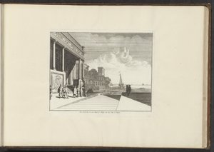 Utsikt över ett palats vid havet i Neapel Veue de la Mer ou est Situé le Palais du Vice Roy à Neapel (titel på objekt) Palats och monument i Venedig, Livorno, Neapel och Rom (serietitel) av Anonymous