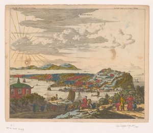 Utsikt över en stad i Kina Hanchieu (titel på objekt) av Anonymous