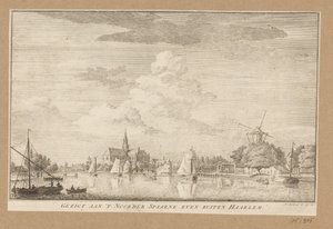 Utsikt över norra Spaarne nära Haarlem Utsikt över 