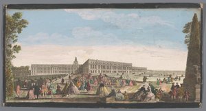 Utsikt över slottet i Versailles sett från trädgården Vue du Chateau de Versailles (titel på objekt) av Anonymous