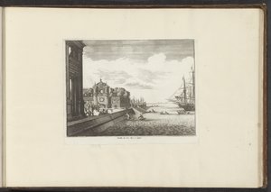 Utsikt över palatsträdgårdar vid kusten i Neapel Jardin du Vise Roy à Neapel (titel på objekt) Palats och monument i Venedig, Livorno, Neapel och Rom (serietitel) av Anonymous