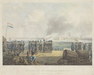 Utsikt över staden Antwerpen, dagen efter bombardementet, den 28 oktober 1830 (titel på objekt) av Anonymous