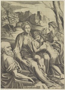 Helig familj med den unga Johannes Döparen och Maria Magdalena av Anonymous