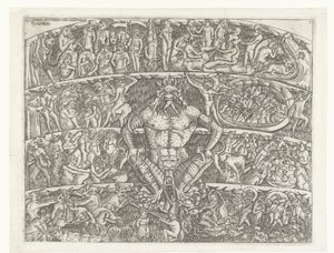 Helvete med Satan och bestraffning av syndare med demoner Questo el inferno del chapo santo di Pisa (titel på objekt) av Anonymous