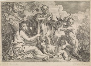 Barnet Jupiter matas av geten Amalthea av Anonymous