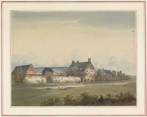 Gård La Haye-Sainte i Mont-Saint-Jean Sju plattor av Waterloo och dess omgivningar (serietitel) av Anonymous