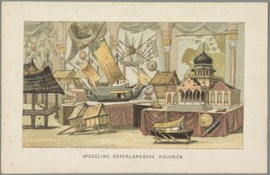 I byggnaden av de holländska kolonierna på världsutställningen i Amsterdam, 1883 Department of the Dutch Colonies (titel på objekt) Minne av Amsterdam 1883 (serietitel på objekt) av Anonymous
