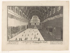 Interiör av Westminster Hall i London A Prospect of Westminster Hall (titel på objekt) av Anonymous