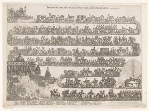 Drottning Christina av Sveriges intåg i Rom Ingresso Solenne in Roma della Maestra della Regina di Svezia ai 23 xbre 1655 (titel på objekt) av Anonymous
